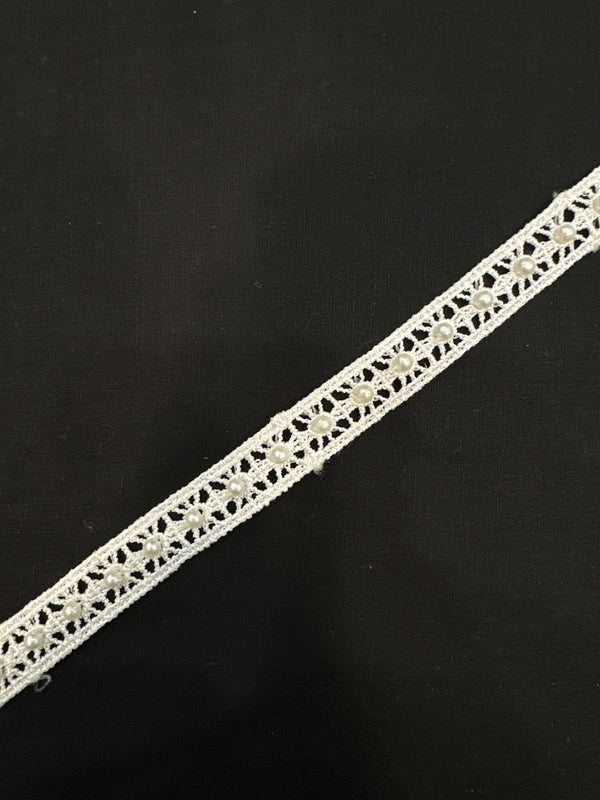White Crochia Lace Pearls