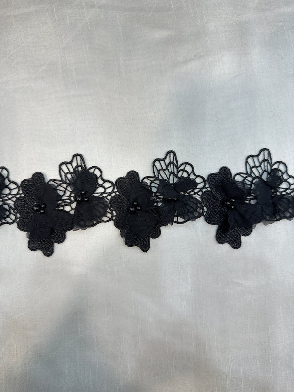 Black 3D Pearl Lace