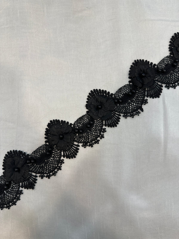 Black 3D Pearl Lace